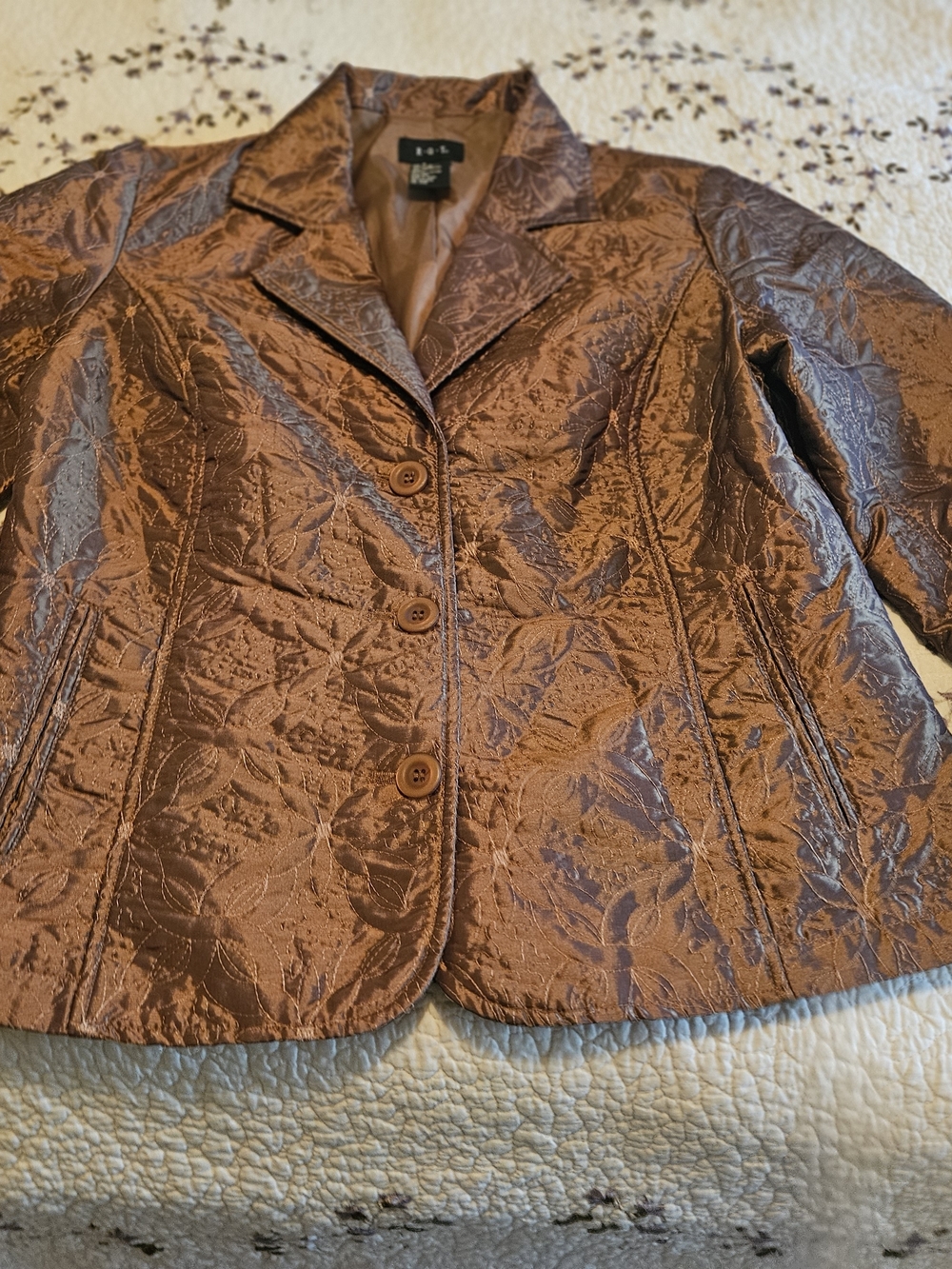 R&K Bronze Textured Floral Blazer Jacket